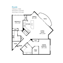 2 beds, 2 baths, 1,491 sqft, $4,070