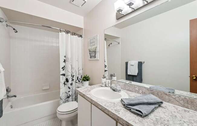 Posh bathroom in 1 bedroom apartment  in Clinton Township