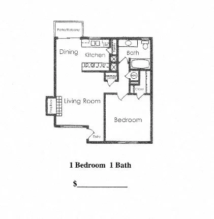 1 bed, 1 bath, 665 sqft, $1,395