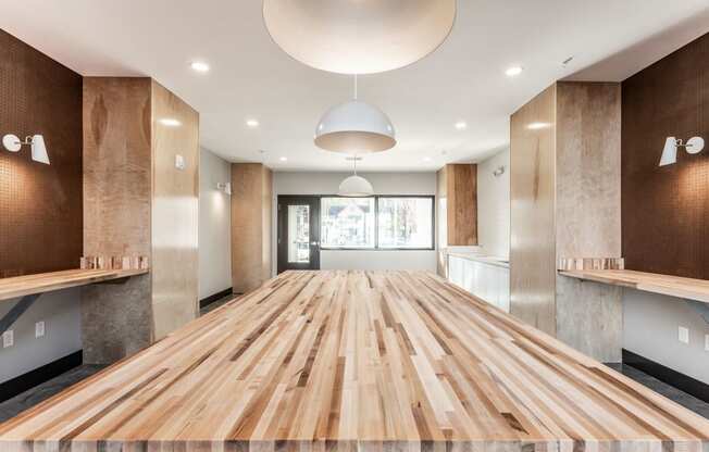 Makers Lounge with counter space at Edge 35, Indianapolis, Indiana