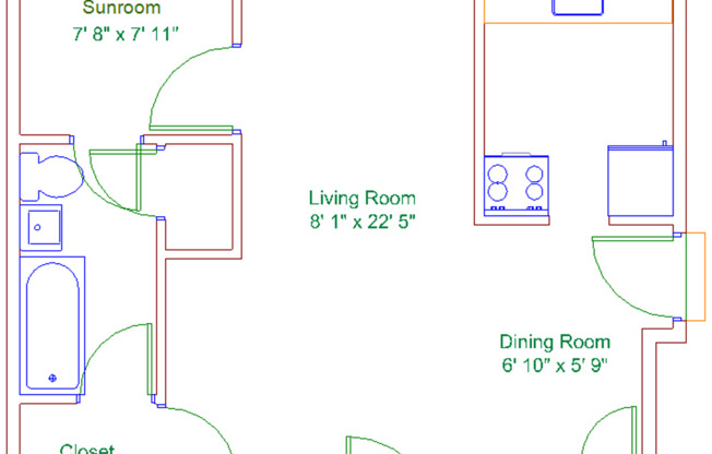 Studio, 1 bath, 518 sqft, $1,515, Unit 204