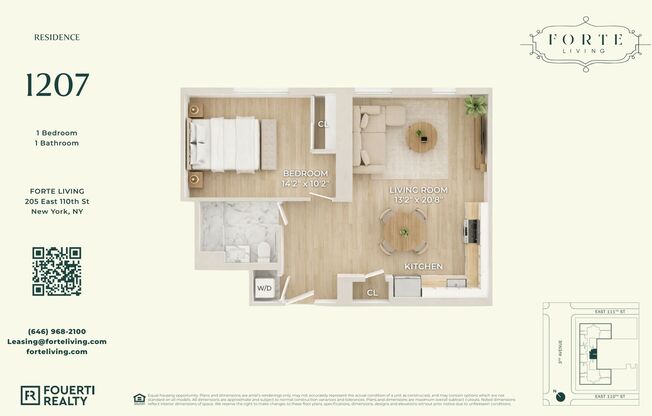Forte Living - APT. 1402 | 2 BDR, 2 BR | 906 Sq Ft | Forte Living | East Harlem