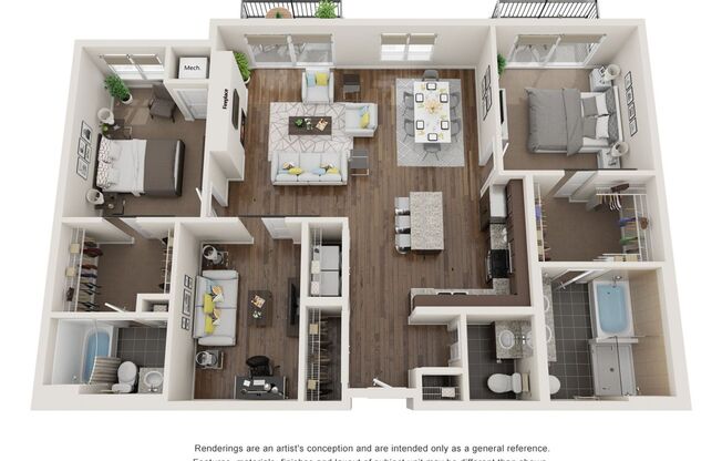 2 beds, 2.5 baths, 1,505 sqft, $3,100