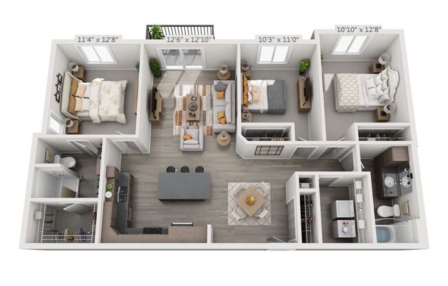 3 beds, 2 baths, 1,301 sqft, $1,765, Unit 312