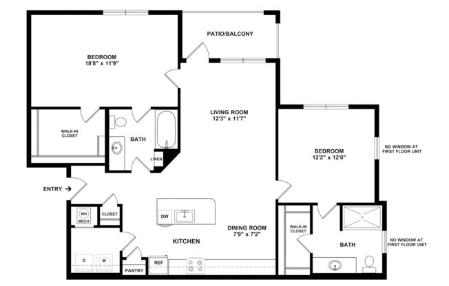 2 beds, 2 baths, 1,086 sqft, $1,940