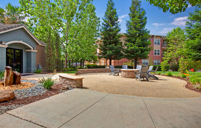 Outdoor Fire Pit Area with Seating | Sacramento CA Apartments for Rent | Broadleaf Apartments