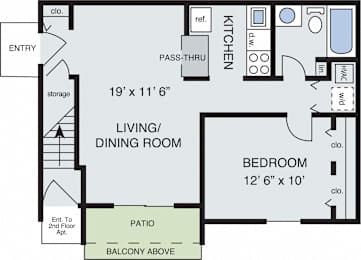 1 bed, 1 bath, 644 sqft, $1,483