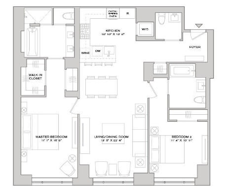 2 beds, 2.5 baths, 1,323 sqft, $14,500, Unit 4C