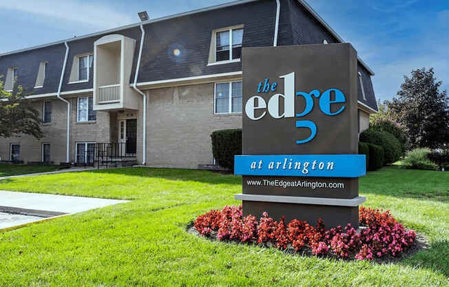 Welcome sign at The Edge at Arlington Apartments