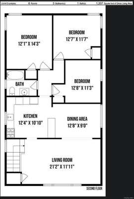 3 beds, 1 bath, 330 sqft, $3,500, Unit 2