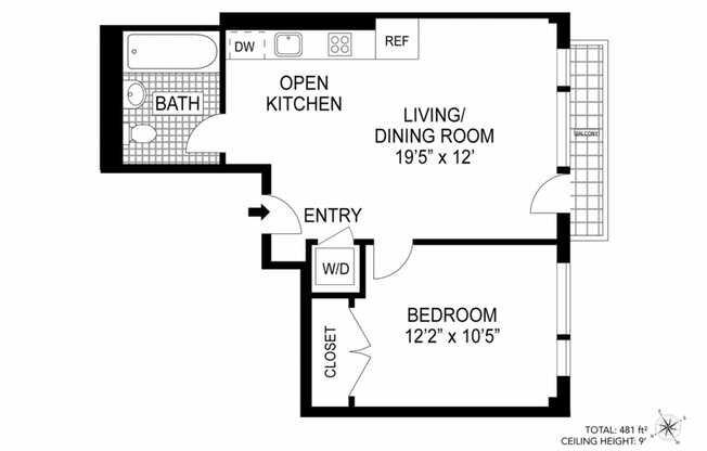 1 bed, 1 bath, $3,500, Unit 3B