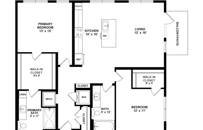 2 beds, 2 baths, 1,093 sqft, $1,940