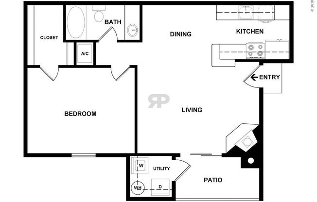 1 bed, 1 bath, 642 sqft, $876