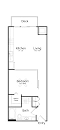 Studio, 1 bath, 646 sqft, $1,370