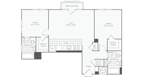 2 beds, 2 baths, 1,071 sqft, $2,586