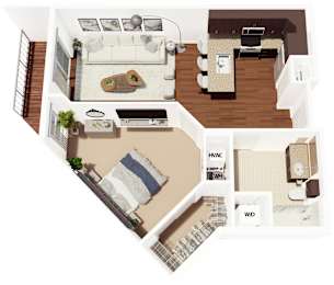 1 bed, 1 bath, 722 sqft, $1,961