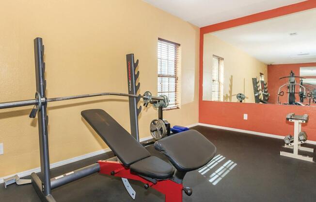 a large red chair in a room