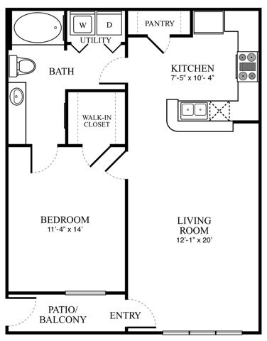 1 bed, 1 bath, 708 sqft, $1,112
