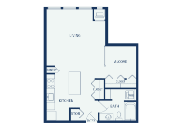 Studio, 1 bath, 637 sqft, $1,380