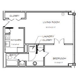 1 bed, 1 bath, 609 sqft, $1,688