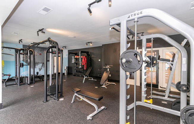 Gym equippment at Elme Marietta Apartments, Marietta, Georgia