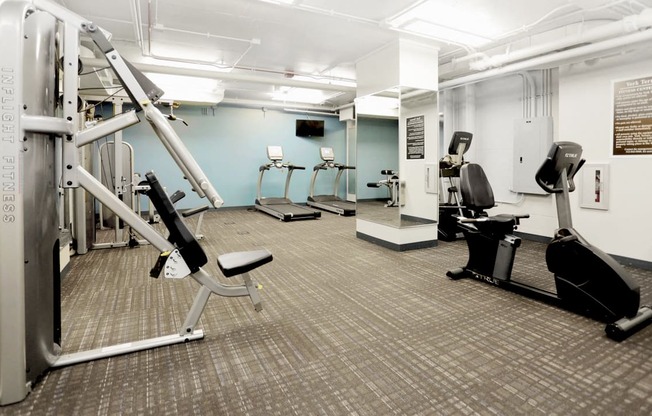 Fitness center with cardio and weight lifting machines