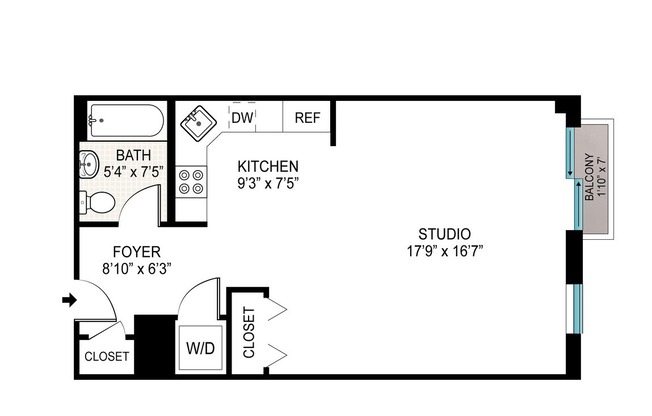 1 bed, 1 bath, 525 sqft, $2,750, Unit 4G