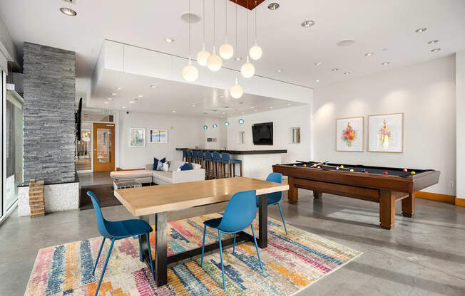 seating area with a pool table