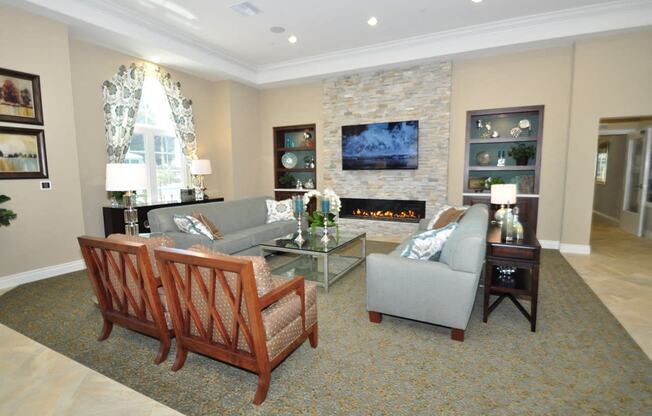 Living Room with Fireplace, at Tavera, 1465 Santa Victoria Rd