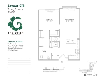 1 bed, 1 bath, 714 sqft, $2,530