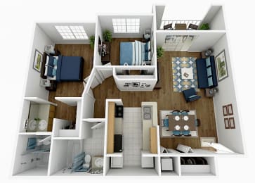 2 beds, 2 baths, 923 sqft, $2,384