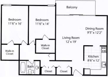 2 beds, 1 bath, 1,219 sqft, $1,375