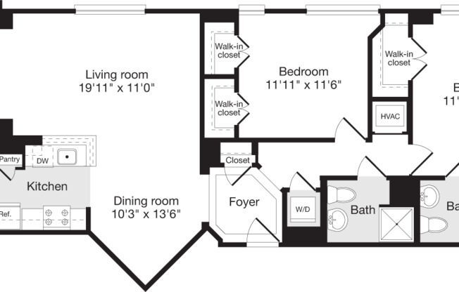 2 beds, 2 baths, 1,142 sqft, $4,356, Unit 0211
