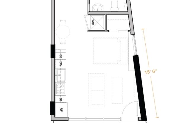 Studio, 1 bath, 468 sqft, $2,750, Unit 512