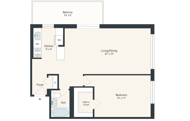1 bed, 1 bath, 757 sqft, $1,451
