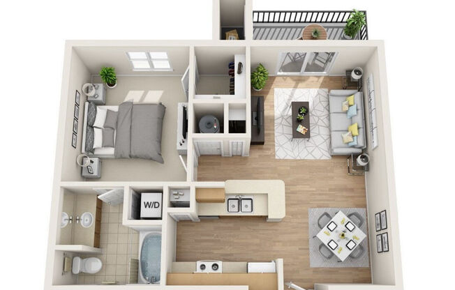 1 bed, 1 bath, 637 sqft, $1,192