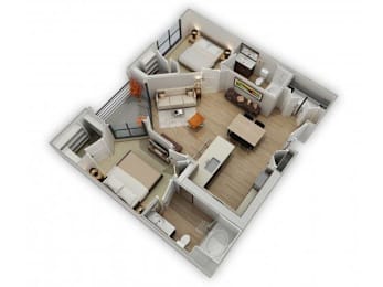 2 beds, 2 baths, 884 sqft, $2,075