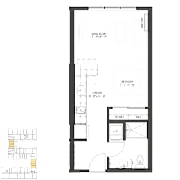 Studio, 1 bath, 414 sqft, $1,150