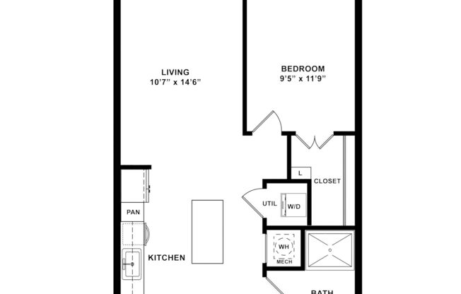 1 bed, 1 bath, 630 sqft, $1,485