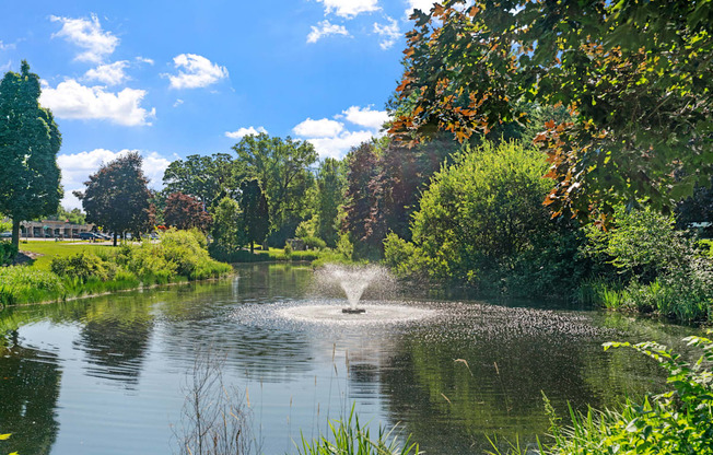 Pond and fountain at Cedars Lakeside, Little Canada 55117