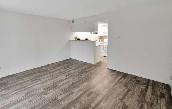 This is a photo of the living room in the 477 square foot 1 bedroom apartment at Canyon Creek Apartments in Dallas, TX.