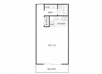 Studio, 1 bath, 480 sqft, $1,995