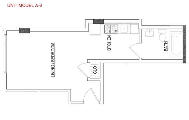 Studio, 1 bath, 415 sqft, $2,100, Unit 345 6th St, Unit 508