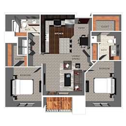 2 beds, 2 baths, 1,013 sqft, $1,450