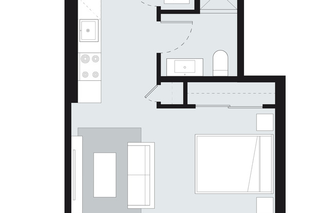 Studio, 1 bath, 398 sqft, $1,195, Unit N-302