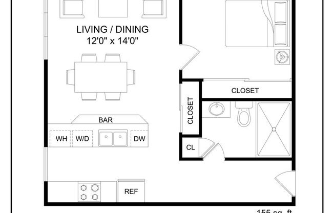 1 bed, 1 bath, 550 sqft, $1,550, Unit 204