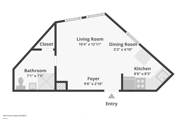 Studio, 1 bath, 375 sqft, $1,425, Unit 209