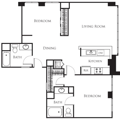 2 beds, 2 baths, 1,101 sqft, $2,770, Unit 631