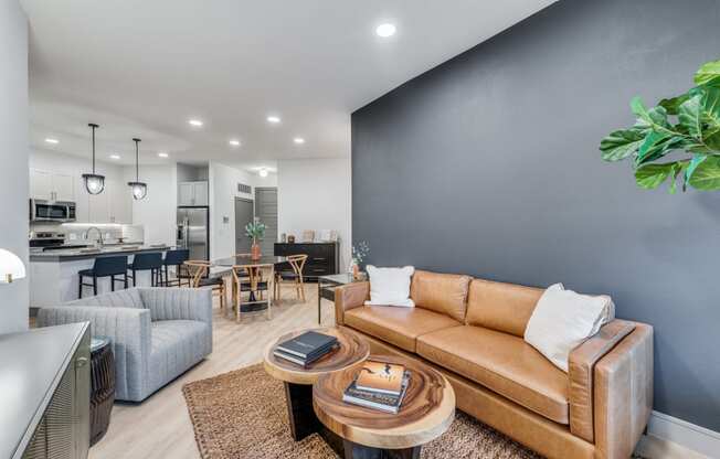 Modern Living Room Interior with Stylish Decor at St. Elmo Apartment in Austin, TX