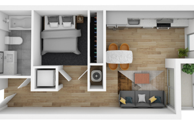 Studio, 1 bath, 466 sqft, $1,441